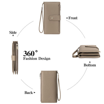 GAEKEAO Womens Wallet RFID Blocking Large Capacity Vegan Leather Card Holder Wristlet Clutch with 32 Card Slots 4 ID Windows