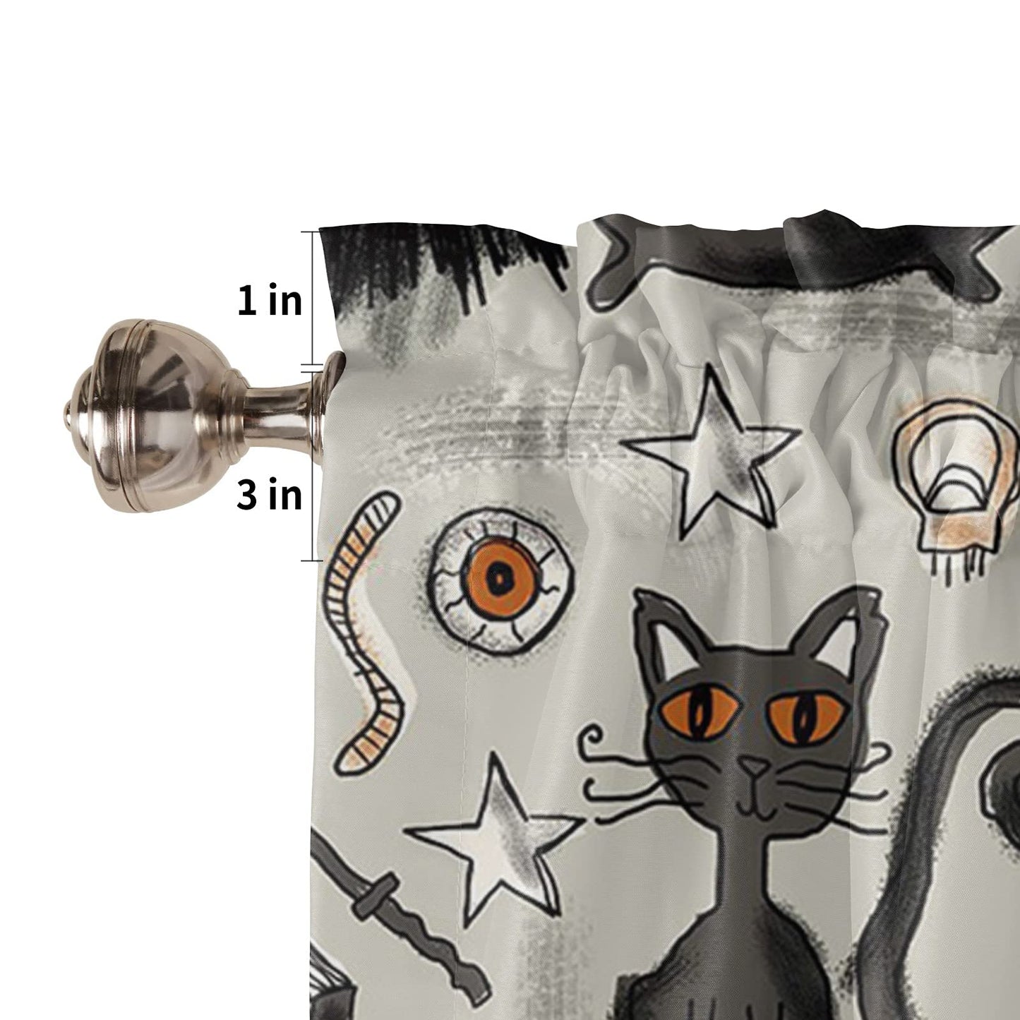Halloween Curtains Valance for Bedroom Living Room, Pumpkin with Witch Hat Valance for Window , Curtains & Drapes Rod Pocket Black Cat Valances for Kitchen Window Curtains Over Sink 54x18in,1 Panel