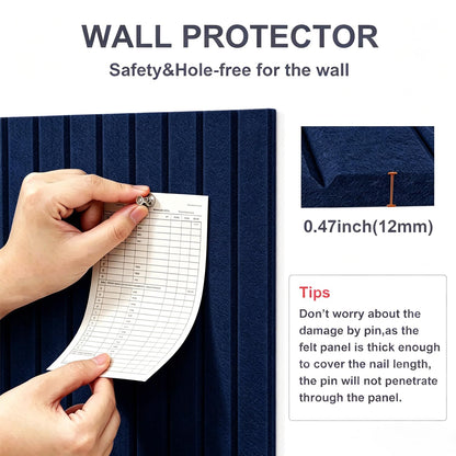 G Gamit 0.47" Thick Felt Pin Board 36"x24" Large Cork Board Alternative 6 Pack 11.81"x11.81"Felt Bulletin Board Wall Tiles Notice Board with 30 Pushpins for Home Office School(Fine-Dark Blue)