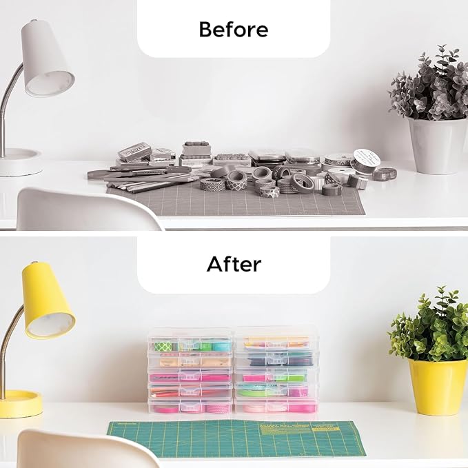 IRIS USA 4" x 6" |Made in USA| 10-Pack Photo Storage Box Organizer Containers for Pictures, Tasks, Stickers, Ephemera, & Flashcards - Clear