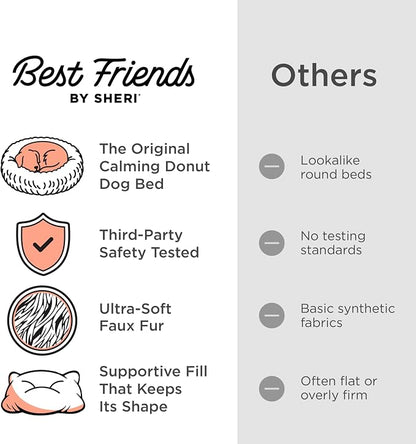 Best Friends by Sheri The Original Calming Donut Dog Bed for Small Dogs up to 25 lbs, Shag Faux Fur, Dark Chocolate, 23" x 23"