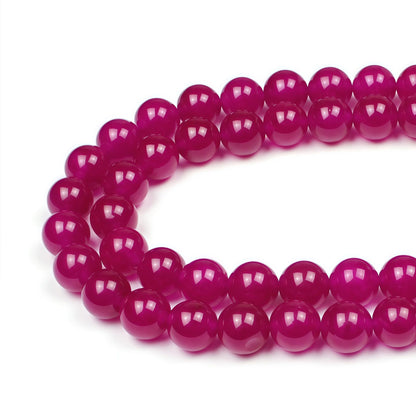 MJDCB Natural Rose Red Jade Round Loose Beads for Jewelry Making DIY Bracelet Necklac (4mm)
