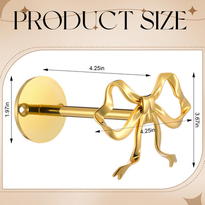 Blulu 2 Pcs Metal Bow Curtain Holdbacks Gold Wall Mounted Bow Curtain Hold Backs Curtains Modern Gold Holders for Living Room Bedroom Office Home
