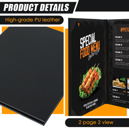 NATGAI Restaurant Menu Covers 8.5" x 11", 10 Packs PU Leather Menu Holders, Waterproof Double View Restaurant Menu Holders, Fit for Letter Size Restaurant Bar Cafe Hotel (2 View, 8.5"×11")
