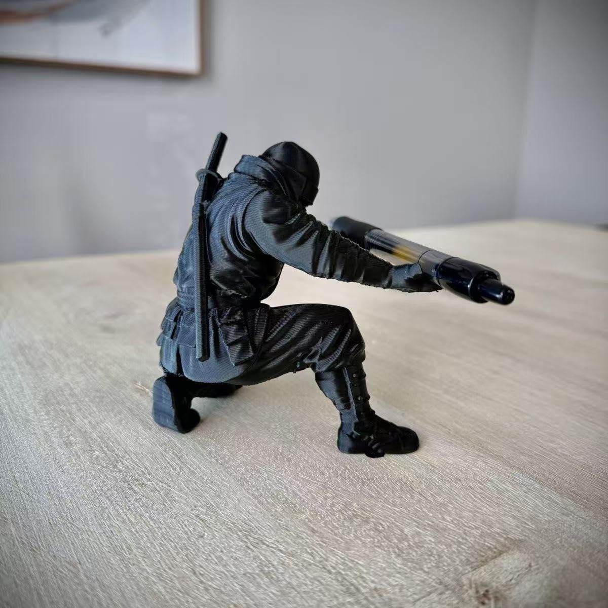 2SupMask Ninja Pen Holder for Desk, Black Ninja Decor Pen Stand Pencil Holder Desk Accessories for Office Home Classroom