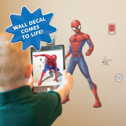 Marvel Spider-Man Wall Decal by Wall Palz, 25'' Vinyl Sticker with 3D Augmented Reality Interaction, Superhero Themed Room Decor for Boys