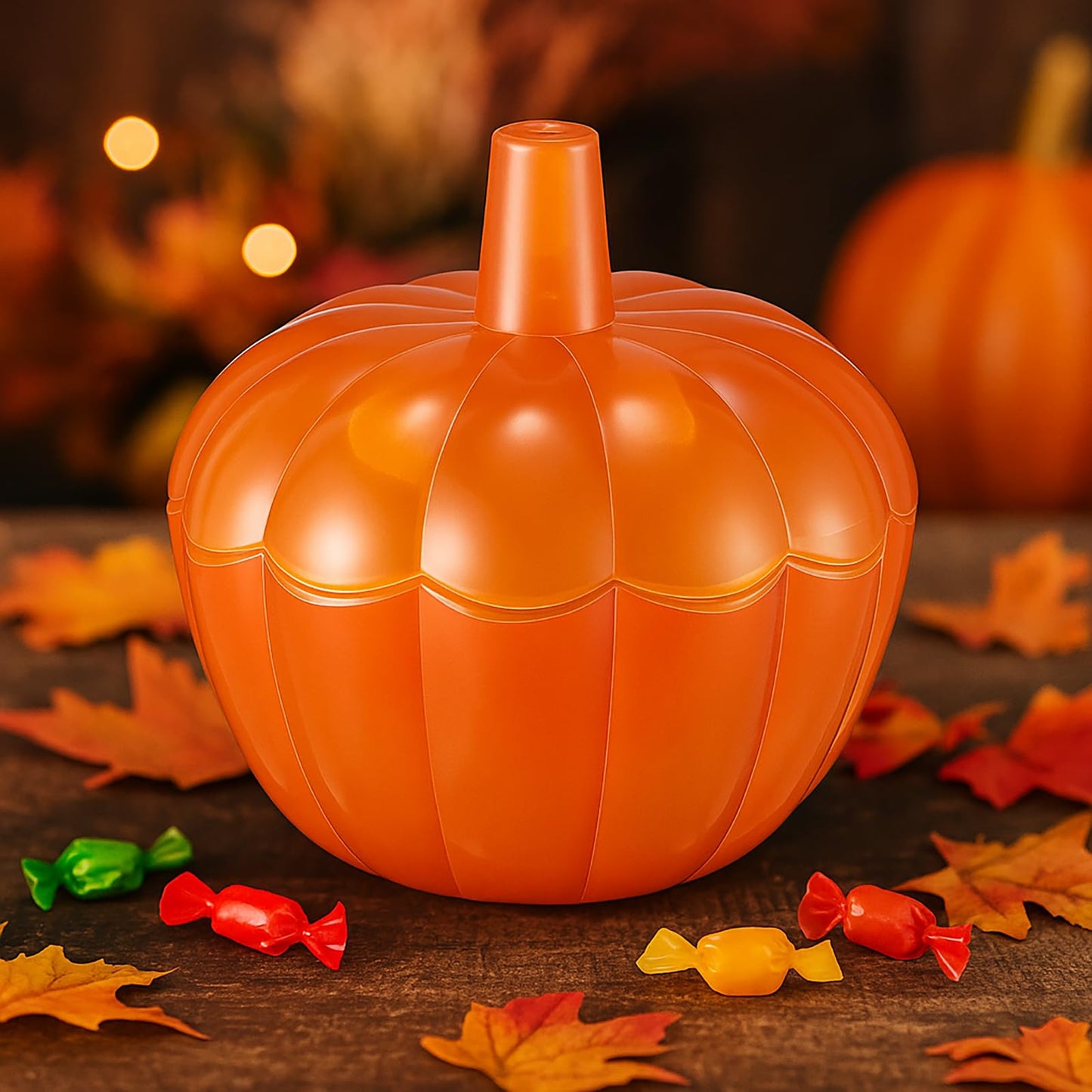 Tanlade 10 oz 4 Pcs Thanksgiving Glass Pumpkin Jar with Lid Fall Orange Decorative Pumpkin Cookie Candle Containers with Cover Candle Making Bowls for Thanksgiving Halloween Party DIY Gift