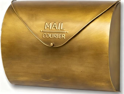 Gold Wall Mount Mailbox for Outside,Waterproof Metal Mailboxes with Rust-Proof Galvanized Steel,Large Capacity Envelope Mailbox for House,12.99 x 10.35 x 3.5 Inch