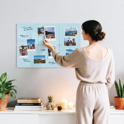 Comix Magnetic Board, 6 Pack Magnetic Whiteboard for wall, 11.8 x 11.8 Inches Dry Erase Board for Kids, Students, White Board Dry Erase Set for Fridge, Office and Home, Light Blue