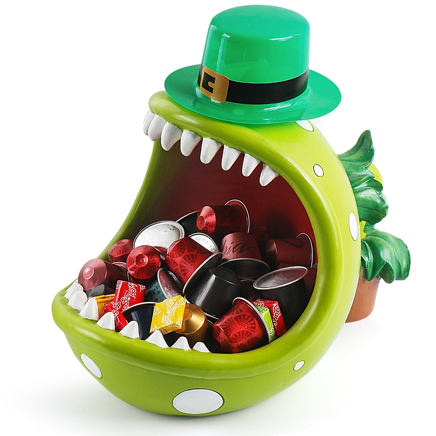 ehuoyan Piranha Plant Large Candy Bowl For Candy Dish Key Bowl Decorative Bowl Home Decorations Indoor Big Mouth Plant (St. Patric, Extra Large)