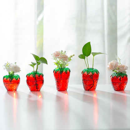 Glass Strawberry Propagation Vase Decor: Glasseam Cute mini vases Propagation Stations for Home - Unique 5Pcs Flower vase Set Terrarium Jar Gifts for Women Friends Mom Birthday Housewarming Holidays