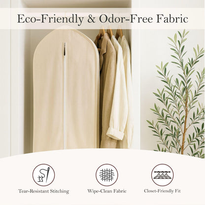 100% Cotton Garment Bag | Long | Breathable Garment Bags for Hanging Clothes | Garment Storage Bag for Long Dresses & Coats Storage | Pack of 1 (62 Inch)