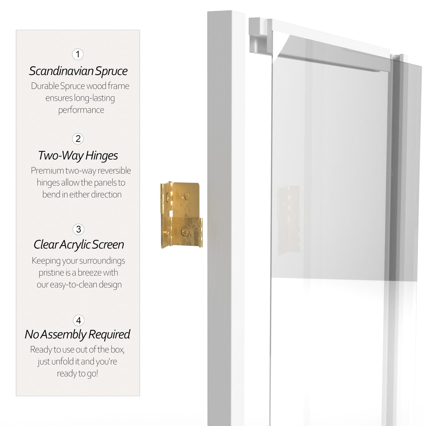 4 ft. Short Clear Plastic Partition White 3 Panel