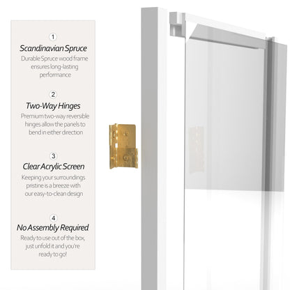 4 ft. Short Clear Plastic Partition White 3 Panel