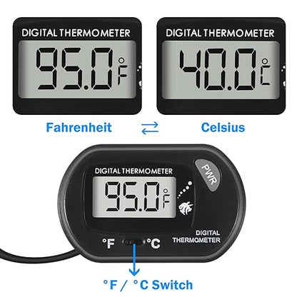 5Pcs Digital Aquarium Thermometer with Water-Resistant Sensor Probe and Suction Cup - Fahrenheit/Celsius (/) LCD Display