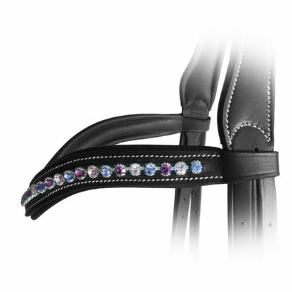Exion Curved Crystal Horse Browband for English Bridles– Padded Bling Equestrian Browband for Dressage & Show– Fuchsia, Light Rose, Tanzanite Crystal Browband for Horses