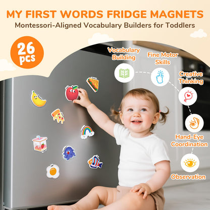 JoyCat Fridge Magnets for Toddlers & Kids – 26 Cute A-Z Objects, Large Magnetic Refrigerator Toys, Fun Educational Learning Gifts for Girls and Boys 2 3 4 5 Years Old