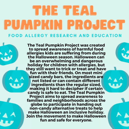 Teal Pumpkin Halloween Trick or Treat Bucket 8.5 in (2 Pack)-Official Teal Pumpkin Project Allergy-Friendly Candy Pail Accessory and Party Decoration Supplies, Haunted House Plastic Bowl w Handle
