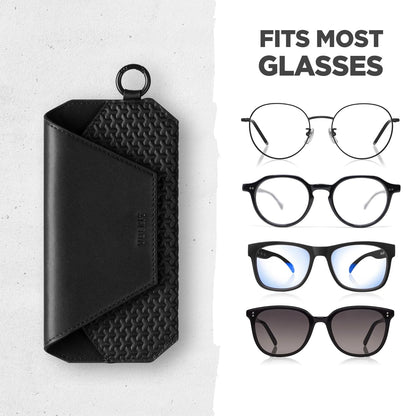 VULKIT Portable Leather Eye Glasses Case for Women & Men, Slim Sunglass Case, Unisex Eyeglass Case, Fit Most Standard Eyeglasses and Sunglasses