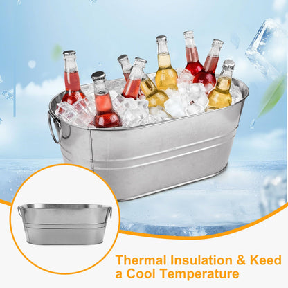 LOPYXBR 4 PCS Galvanized Bucket 3.4 Gallon Ice Buckets for Parties with Carry Handles Galvanized Tub with Handles 3.4 Gallon Stainless Steel Beverage Tub for Parties Metal Drink Buckets for Parties