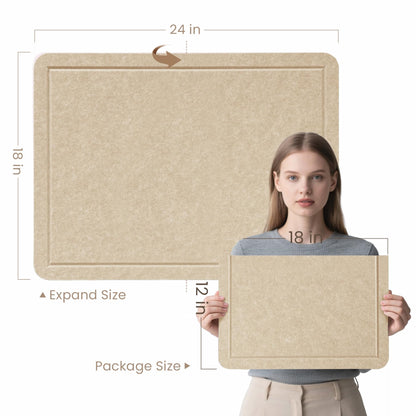 Lightomorrow Bulletin Board, 24 x 18 Inches Cork Board Alternative Decorative Felt Pin Board with Safe Removable Adhesives & 28 Push Pins for Home Office Classroom Walls-Khaki