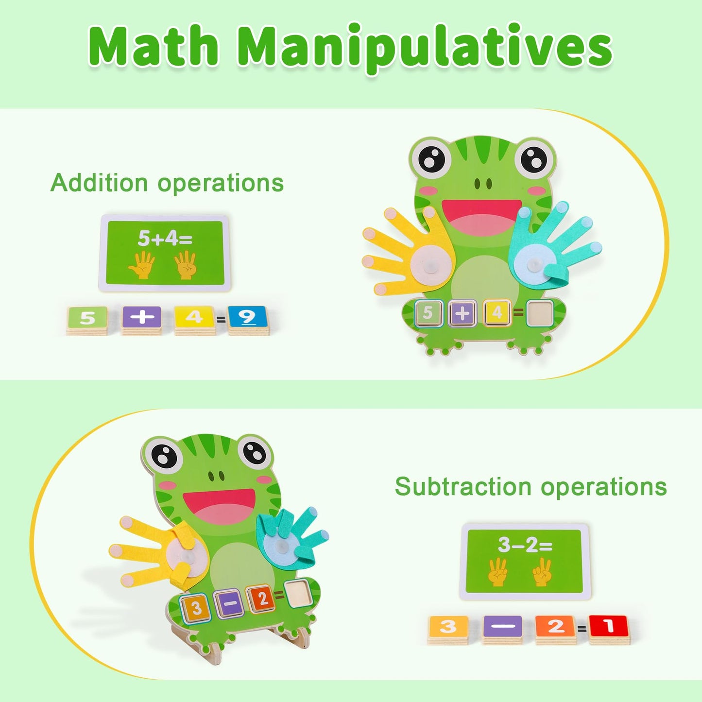 Quliwise Math Manipulatives Number Counting Blocks-Educational Toys for Kids, Preschool Learning Toys for Toddlers 3-5, Montessori Toys for 3-5 Year Old Boys Girls Birthday Gifts (Large Frog Model)