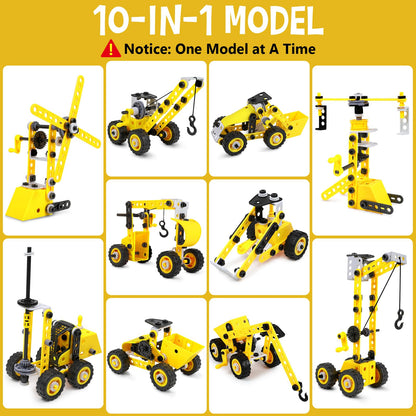 choopheme 10 in 1 Stem Toys for 5 6 7 8 9+ Year Old Building Block Kit Stem Activities Projects Boy Toys Age 4-8 5-7 6-8 8-10 Creative Set Educational Engineering Excavator Construction Birthday