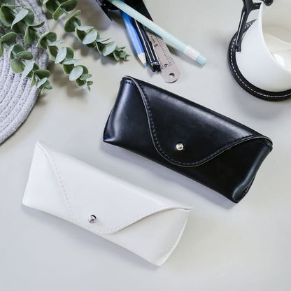 LogHog Portable Leather Sunglasses Pouch Soft Eye Glasses Carry Case for Women Men Student Horizontal Sunglass Box Case (Black)