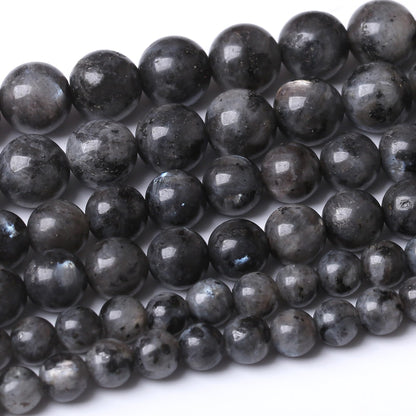 8MM Black Larvikite Round Loose Beads Natural Gem Beads Crystal Energy Stone Beads for Jewelry Making DIY Bracelet Necklace