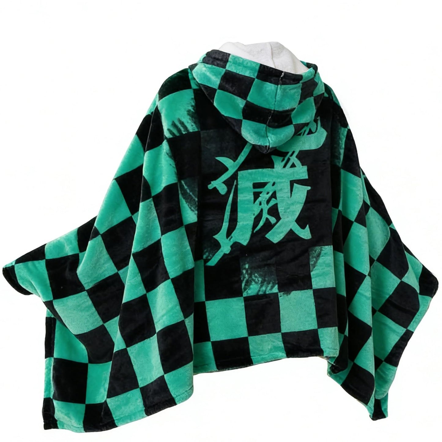 Juejuezi Hooded Wearable Blanket Hoodie Throw Blanket Cloak Cosplay Costume Shawl Wrap Nap Quilt 160x100 cm/63x40in(Green,One Size)