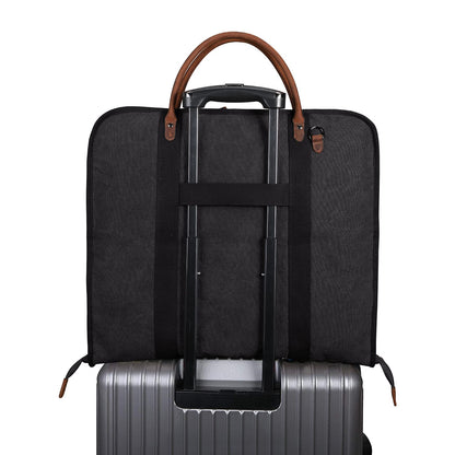 S-ZONE Carry On Garment Bag for Business Travel Canvas Leather Men Women Suit Cover, Black-l, L, Modern