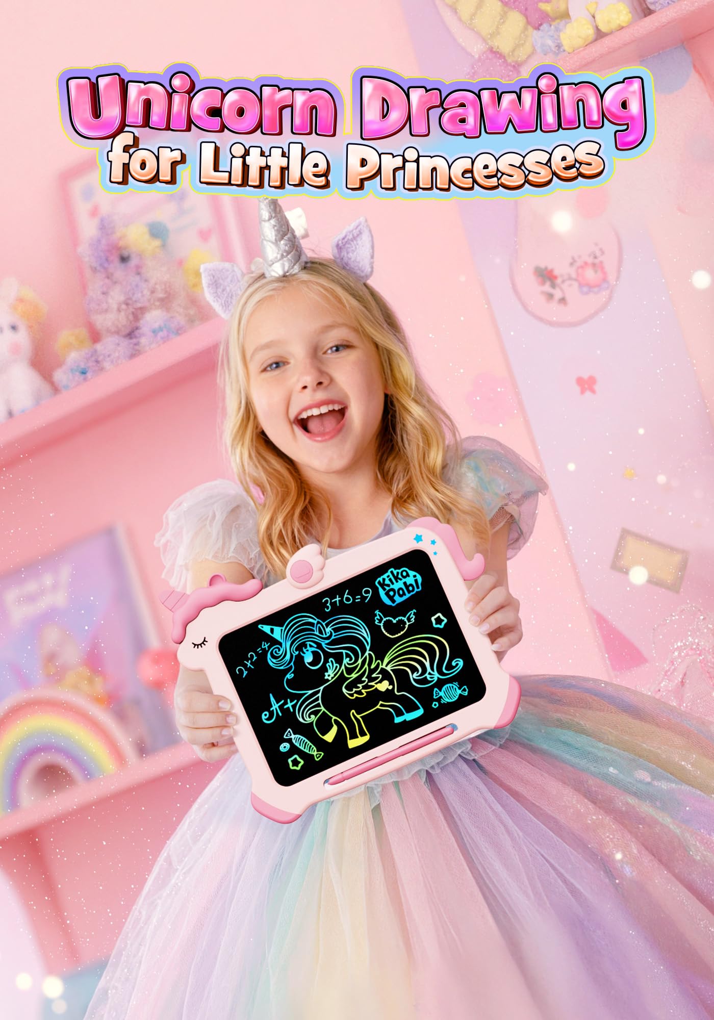 8.5 inch LCD Writing Tablet for Kids, Unicorn Toys Gifts for Girls Aged 3-5, Toddler Girl Kids Educational Travel Toy, Birthday Gift for 3 4 5 6 7 8 9 Year Old Girl (Pink)