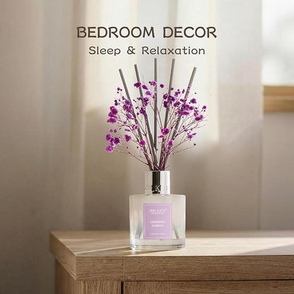 Airkeep Reed Diffuser Set,3.38 fl oz (100 ml) - Lavender Garden Oil Diffusers with 8 Reed Sticks, Home Fragrance Reed Diffuser for Bathroom Shelf Decor