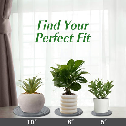 Plant Saucers for Indoors, 3 Pack 6 8 10 Inch Quick Drying Diatomite Plant Drip Water Catcher Trays for Pots, Diatomaceous Earth Planter Drainage Saucers Plates to Catch Water for Flower, Stone Gray