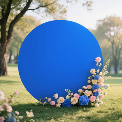 GUANSEN 6.5FT Royal Blue Round Wedding Backdrop Cover,Circle Balloon Arch Backgound Stand Cover for Birthday Party Baby Shower Halloween Decoration (Royal Blue)