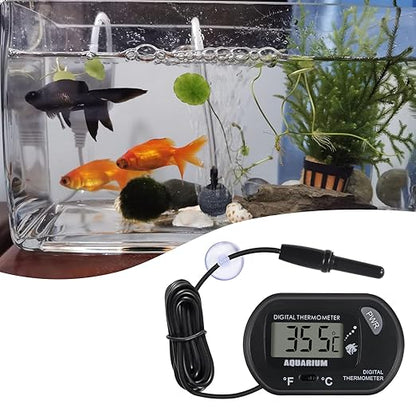 4Pack Aquarium Thermometer, Reptile Fish Tank Thermometer, Digital Thermometer, Terrarium Water Temperature Test, with Large LCD Display