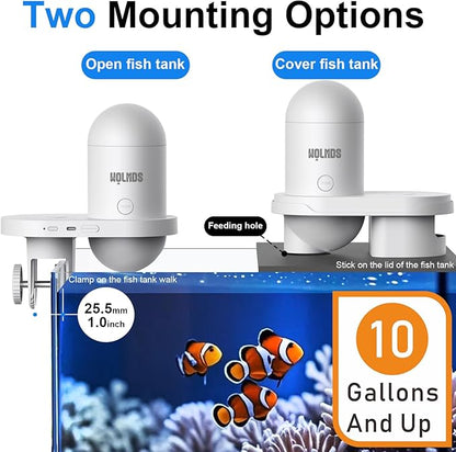 WiFi Automatic Fish Feeder with 2.5K Camera, Smart App-Controlled Timer, Precision Visual Fish Feeder Dispenser for Saltwater/Freshwater/Betta Tanks, 24/7 Time Monitoring for Vacation Feeding