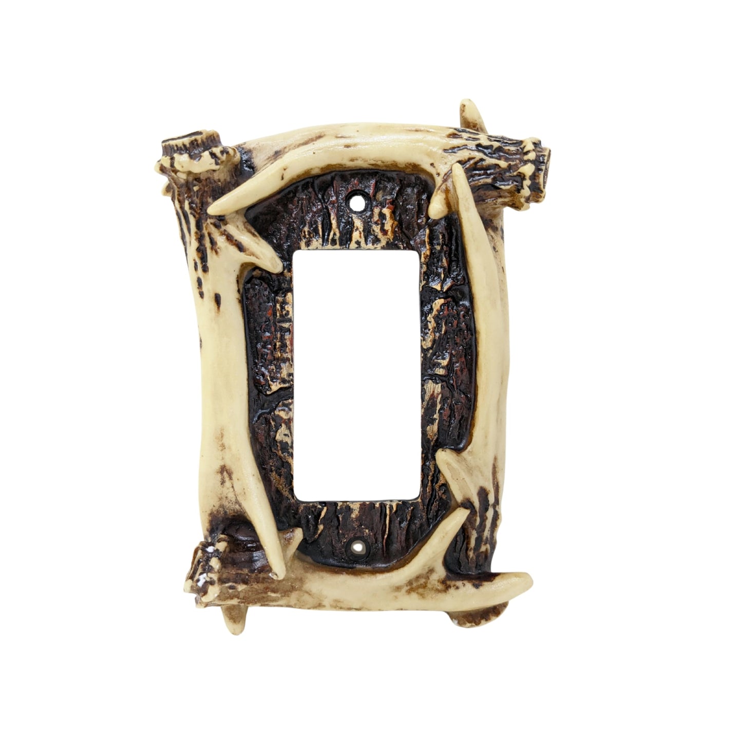 Rustic Faux Antler Single Rocker Switch Cover, Resin Wall Plate Light Panel