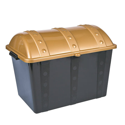 Fun Express Large Plastic Toy Chest, Black & Gold, 19" x 11.5" x 11"