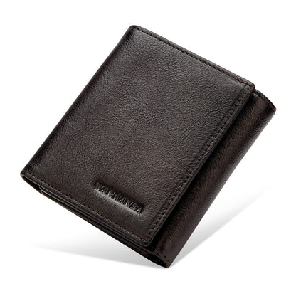 VANNANBA Men's Leather Trifold Wallet with Folded ID Windows,12 Card Slots & 2 Note pockets(Dark Brown)
