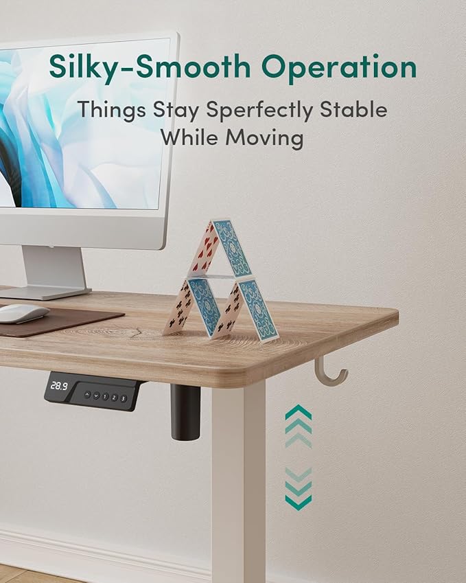 CubiCubi Electric Standing Desk, 55 x 24 Inches Height Adjustable Sit Stand Desk, Ergonomic Home Office Computer Workstation, Maple