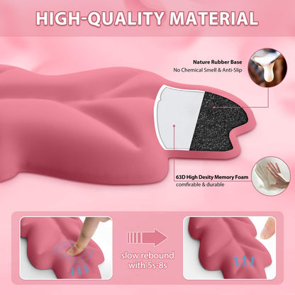 Leather Keyboard Wrist Rest Set, Wrist Rest for Keyboard and Mouse,Wrist Rest with Non-Slip PU Base, Comfortable Memory Foam Ergonomic Wrist Support Pad Arm Cushion for Computer Laptop Mac, Hot Pink