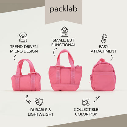 packlab Micro Nano Backpack Keychain – Mini Pink Backpack Coin Purse for Women & Girls – Trendy Small Pouch for Cards, Lip Balm & Essentials