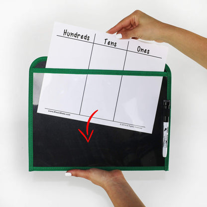 KleenSlate (8 Durable Dry Erase Pockets with Sturdy Back and Clear Vinyl Sleeve + (8) Dry Erase Markers with Erasers
