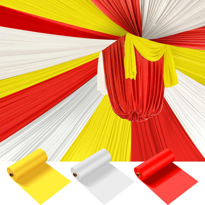 Blulu 3 Rolls 100' x 40'' Plastic Tablecloths Carnival Theme Party Decorations DIY Circus Tent Halloween Carnival Supplies for Circus Clown Party Ceiling Backdrop Curtains Decor(Red Yellow White)
