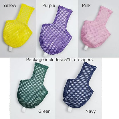 5 Pcs Summer Holey Style Bird Diaper Parrot Nappy Reusable Flight Suit with Waterproof Inner for Parakeet Cockatiel Macaw Budgie Lovebird Conure (Sulphur-Crested Cockatoo)