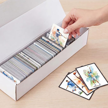 PHAREGE 10 Pack Trading Card Storage Boxes All White for 4000 PC 35pt Cards | 40 Dividers, Sport Card Storage, Card Shipping, Flat Bottom, Shape Well, Easy Fold, Easy Open, DIY Cardboard, Self-locking