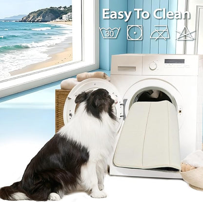 Cooling Dog Mat Q-Max>0.5 - Rapid Cooling Tech, Thin Breathable Crate Pad, Portable Washable Summer Mat, Chill Soothing Fabric - 47"x29" Extra Large Dog, Dark Beige