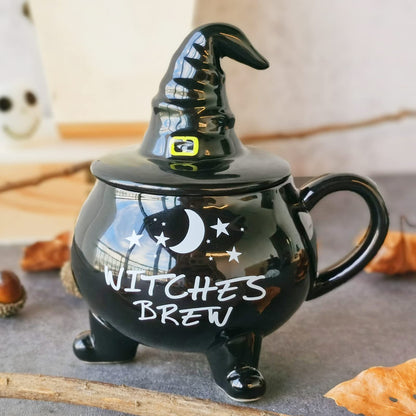 Vencer,Funny Coffee Mug,Witch Coffee Mugs,Goth Christmas Novelty Cup With lid,Witches Brew Cauldron Mug,The Nightmare Before X-mas Witches Brew Coffee Mug,VCM-002