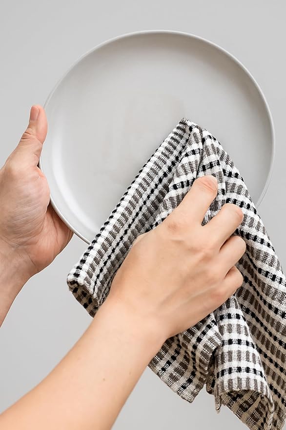 Thanksgiving Kitchen Towels- Set of 3 100% Cotton Solid Dark Gray and